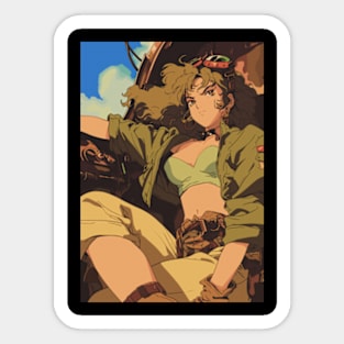 Steampunk Vintage 90s Anime Girl Sticker